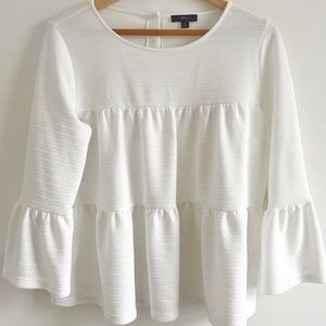 J.Crew White Tiered Bell Sleeve Blouse - L